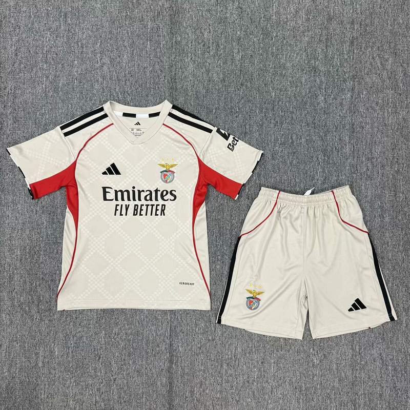 Kids-Benfica 25/26 Away Light Beige Soccer Jersey